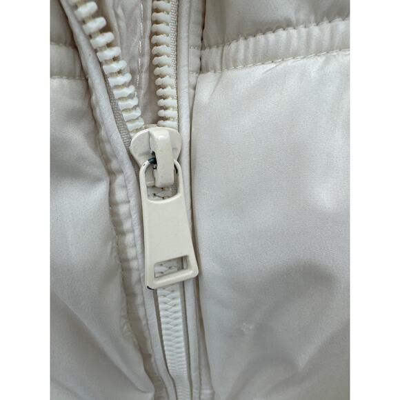 Zara Cream Puffer Jacket Hooded Zip Front Women’s Fleece lined Pockets Size M - Picture 5 of 11